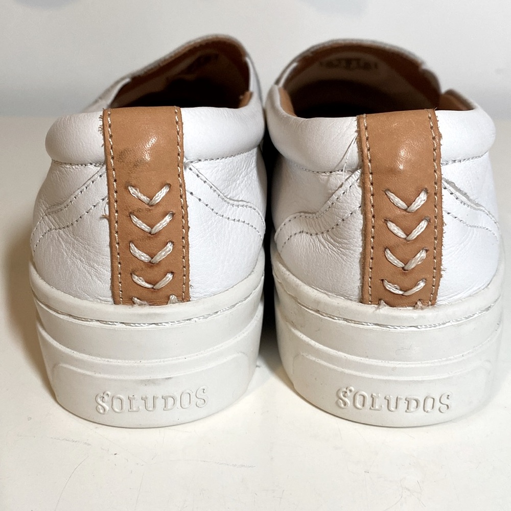 Soludos White Leather Slip-On Sneakers Size 8.5 NWOT - Picture 3 of 6